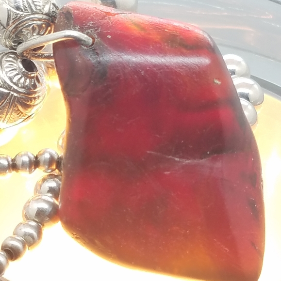 VNTG OLD PAWN AMBER & STERLING NECKLACE - Picture 8 of 8